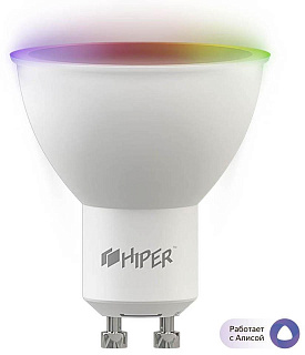 Умная LED лампочка Wi-Fi Hiper IoT HI-B1 RGB работает с Алисой (White)