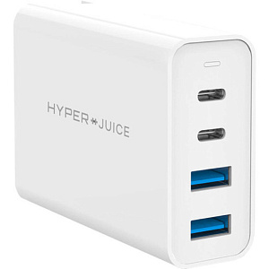 Зарядное устройство со съемными вилками HyperJuice 100W GaN. Порты 2xUSB-C/2xUSB3.0 Цвет: Белый
