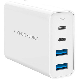 Зарядное устройство со съемными вилками HyperJuice 100W GaN. Порты 2xUSB-C/2xUSB3.0 Цвет: Белый
