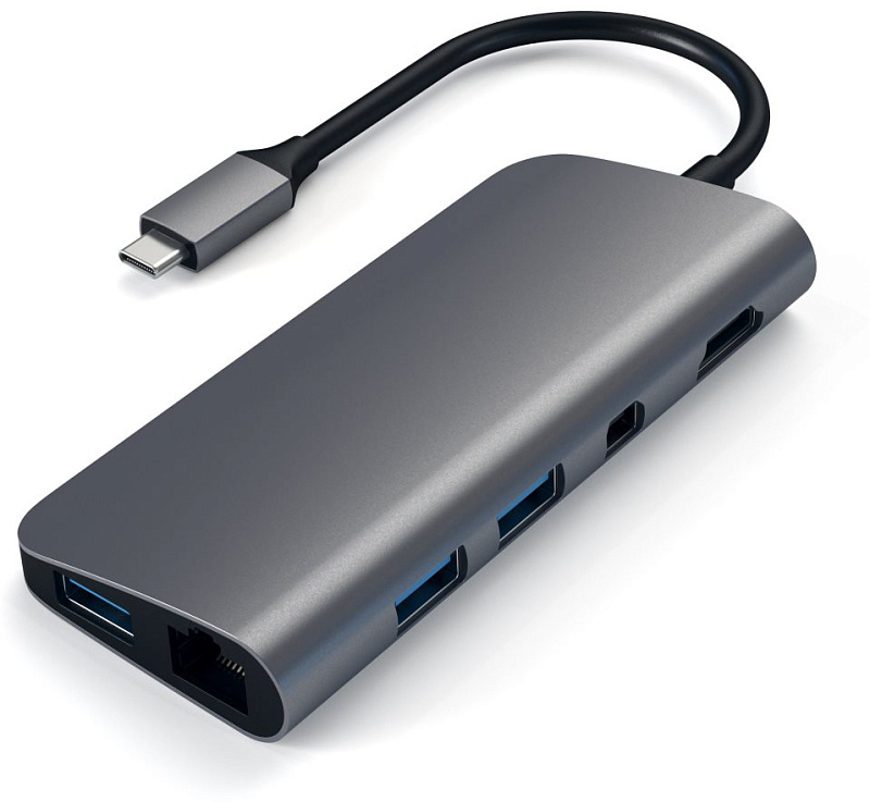 фото USB-концентратор Satechi Aluminum Type-C Multimedia Adapter ST-TCMM8PAM (Space Gray)