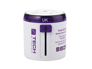 Универсальный адаптер-переходник Travel Blue Sliding Adaptor (260), цвет белый/фиолетовый