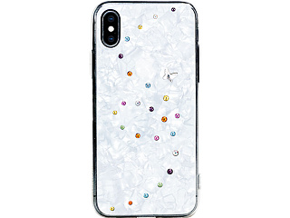 Чехол Bling My Thing для iPhone XS, с кристаллами Swarovski. Коллекция Stripe. Дизайн Jet. Цвет белый