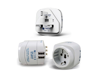 Сетевой адаптер-переходник с USB-портом для зарядки Travel Blue EU-to-UK (948), цвет белый