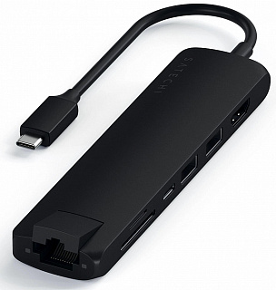 USB-C адаптер Satechi Type-C Slim Multiport with Ethernet Adapter. Цвет черный