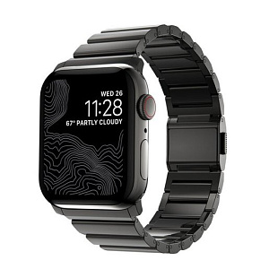 Ремешок Nomad Steel Band v2 для Apple Watch 44mm/42mm. Материал титан. Цвет ремешок титановый, застежка серая
