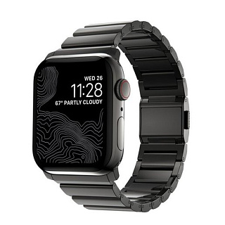 Ремешок Nomad Steel Band v2 для Apple Watch 44mm/42mm. Материал титан. Цвет ремешок титановый, застежка серая