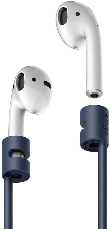 фото Силиконовый соединительный шнур для наушников Airpods Elago Strap / Jean Indigo