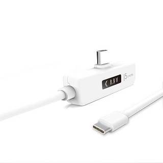 Кабель j5create USB-C на USB-C (разъём 90°) с измерителем мощности заряда