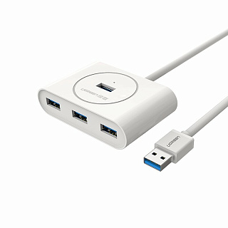 UGREEN. USB концентратор (хаб) Ugreen USB 3.0 x 4, 1 м, цвет белый (20283)