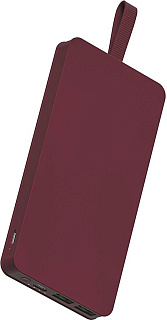 Внешний аккумулятор INTERSTEP 10000мАч TypeC PD QC 8pin вх петля бордо