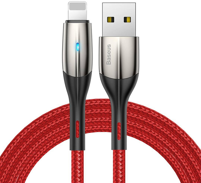 фото Кабель Baseus Horizontal Data Cable(With An Indicator Lamp)USB For iP 2.4A 1m Red