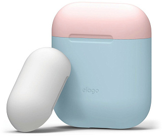 Чехол Elago Silicone DUO Pastel Blue для AirPods с крышками Pink и White