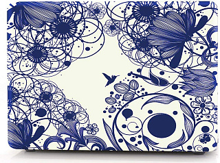 Чехол накладка пластиковая i-Blason для Macbook Retina 15 blue line flower