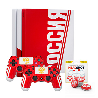 PS4 PRO "СБОРНАЯ РОССИИ" С ДВУМЯ ГЕЙМПАДАМИ И СТИКАМИ