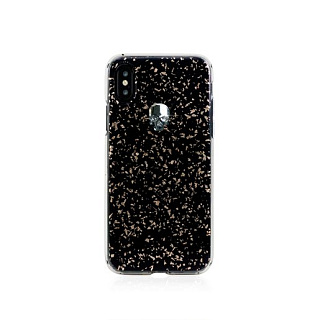Чехол Bling My Thing для iPhone XS/X, с кристаллами Swarovski. Материал пластик. Коллекция Treasure 3D. Дизайн Silver Skull. Цвет черный