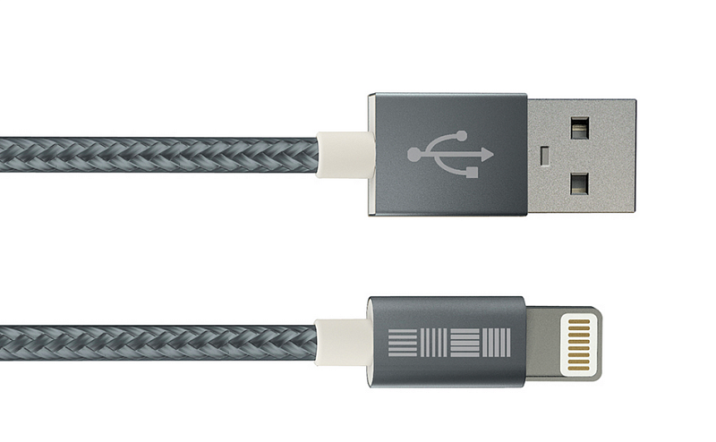 фото Кабель нейлон USB iPh5 8pin Mfi, материал-TPE,цвет-SpGray,1,0m