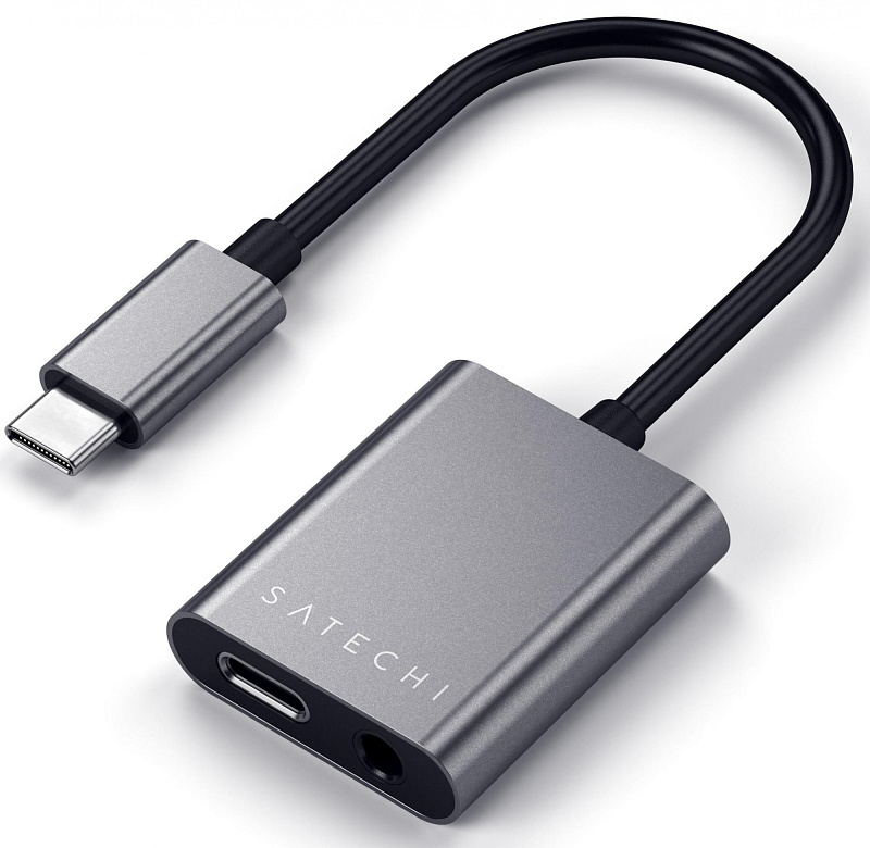 фото Переходник Satechi (ST-TCACAM) USB-C to USB-C/Mini-Jack (Space Grey)