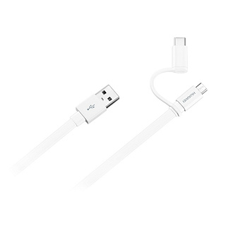 Кабель передачи данных 2-в-1 micro-USB + Type-C Huawei CP55S white/USB 2.0 5V2A/1.5m