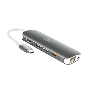 Мульти-переходник j5create j5create USB-C с HDMI / VGA / Ethernet / USB Type-A 3.1 / PD 3.0 / Картридером