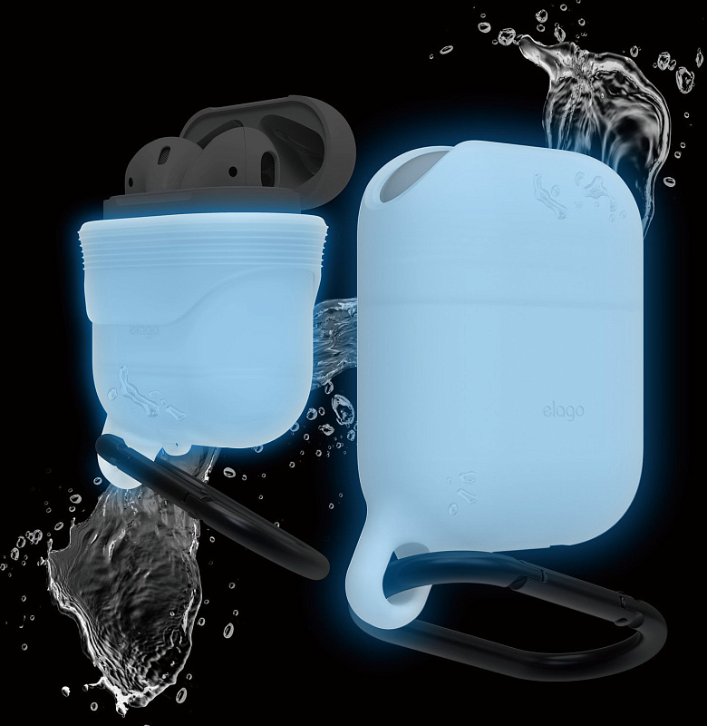 фото Водонепроницаемые чехлы из силикона с карабином Elago waterproof hang case / Nightglow Blue