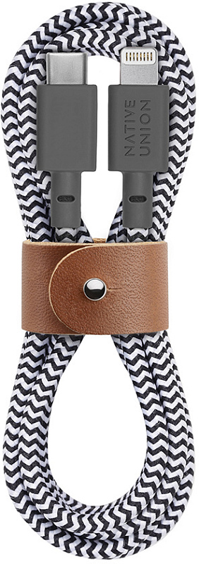 фото Кабель для iPod, iPhone, iPad Native Union Belt (BELT-KV-CL-ZEB-2) USB-C to Lightning 1.2m (Zebra)