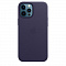 Кожанный чехол MagSafe для iPhone 12 Pro Max темно-фиолетового цвета