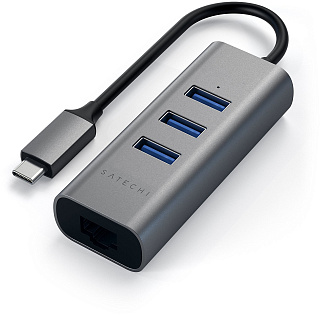 USB-концентратор Satechi Aluminum USB 3.0 Hub & Ethernet ST-TC2N1USB31AM (Space Gray)