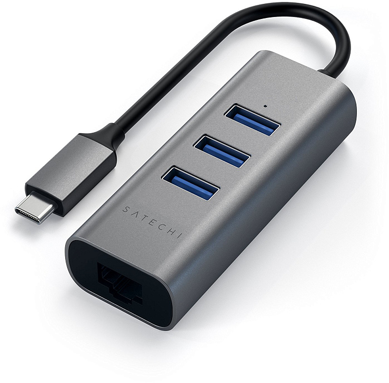 фото USB-концентратор Satechi Aluminum USB 3.0 Hub & Ethernet ST-TC2N1USB31AM (Space Gray)