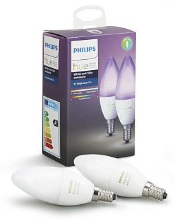 Умная светодиодная лампа Philips Hue White and Color Ambiance E14 (2 штуки)