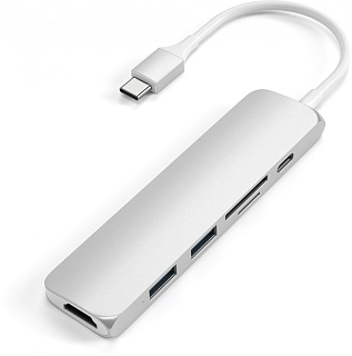 USB-концентратор Satechi Slim Multi-Port V2 (ST-SCMA2S) Type-C 4K (Silver)
