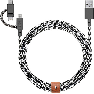 Кабель для iPod, iPhone, iPad Native Union Belt Universal (BELT-KV-ULC-ZEB-V2) USB to Lightning/microUSB/USB-C 2m (Zebra)