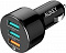 Автомобильное зу Aukey с 3 портами, USB-C -кабель (1 метр) черный лак (ритейл) черное