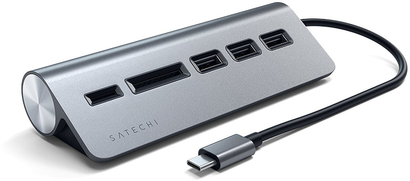 фото USB-концентратор Satechi Aluminum USB 3.0 Hub & Card Reader ST-TCHCRM (Space Gray)