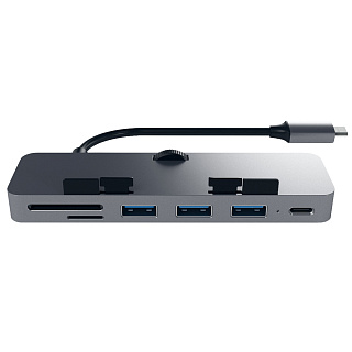 USB-C-концентратор Satechi Aluminum USB-C Clamp Hub для 24&quot; iMac - Silver. Цвет серый космос