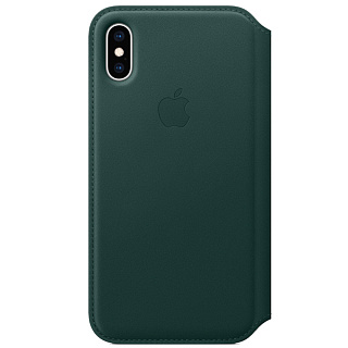 Кожаный чехол Apple Leather Folio для iPhone XS, цвет (Forest Green) зелёный лес