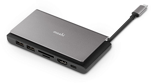 Портативный USB-хаб Moshi Symbus Mini 7-in-1. Порты: USB-C PD, HDMI, USB-A 3.1 Gen 1 x 2, Gigabit Ethernet, слоты SD / microSD