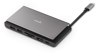 Портативный USB-хаб Moshi Symbus Mini 7-in-1. Порты: USB-C PD, HDMI, USB-A 3.1 Gen 1 x 2, Gigabit Ethernet, слоты SD / microSD