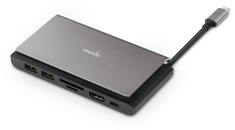 фото Портативный USB-хаб Moshi Symbus Mini 7-in-1. Порты: USB-C PD, HDMI, USB-A 3.1 Gen 1 x 2, Gigabit Ethernet, слоты SD / microSD