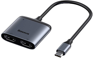 Переходник Baseus Enjoy series Type-C to HDMI*2+PD HD intelligent HUB adapter Grey