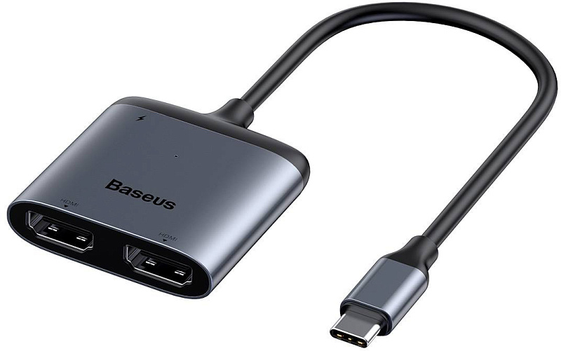 фото Переходник Baseus Enjoy series Type-C to HDMI*2+PD HD intelligent HUB adapter Grey