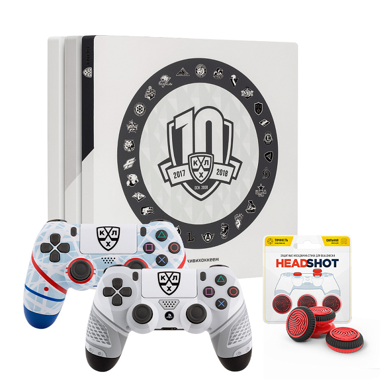 фото PS4 PRO КХЛ "10 сезон" с двумя геймпадами и стиками