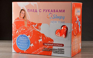 Sleepy: Плед с рукавами New Year Red Deers (красный)