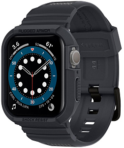 Чехол с ремешком Spigen Rugged Armor Pro для Apple Watch series SE/6/4 44 mm (Charcoal Grey)