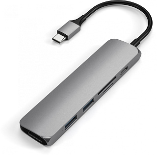 USB-концентратор Satechi Slim Multi-Port V2 (ST-SCMA2M) Type-C 4K (Space Gray)