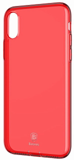 Чехол Baseus Simple Series Case（With Pluggy TPU）Transparent Red For iP X