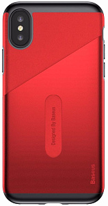 Чехол Baseus Card Pocket Case For IP X Red