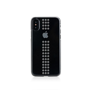 Чехол Bling My Thing для iPhone XS/X, с кристаллами Swarovski. Материал пластик. Коллекция Stripe. Дизайн Jet. Цвет прозрачный