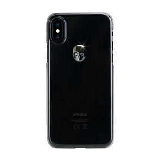 Чехол Bling My Thing для iPhone XS/X, с кристаллами Swarovski. Материал пластик. Коллекция Treasure. Дизайн Hematite Skull. Цвет прозрачный