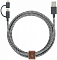 Кабель зарядный Native Union BELT CABLE TWIN HEAD,Micro-USB/Lightning (2 в 1), длина 2 м.,цвет зебра