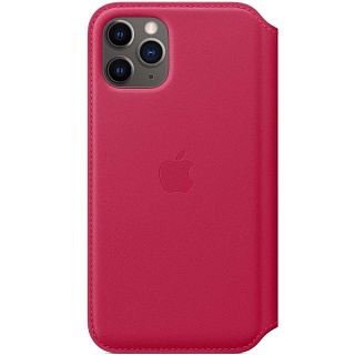 Apple iPhone 11 Pro Max Leather Folio - Raspberry,Кожанный чехол для Iphone 11 Pro Max малиного цвета